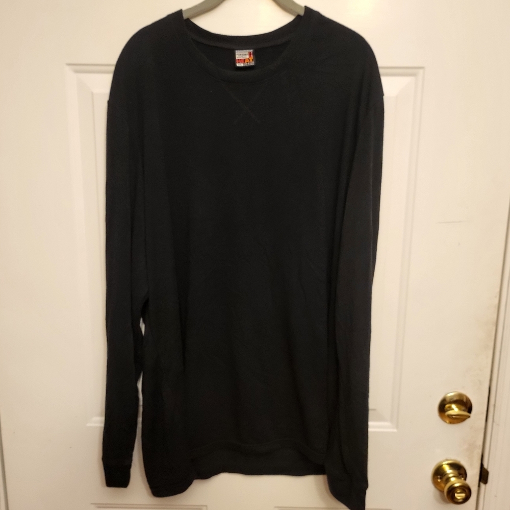 Mens Waterproof Long Sleeve Crewneck Shirt, Black Size XXL